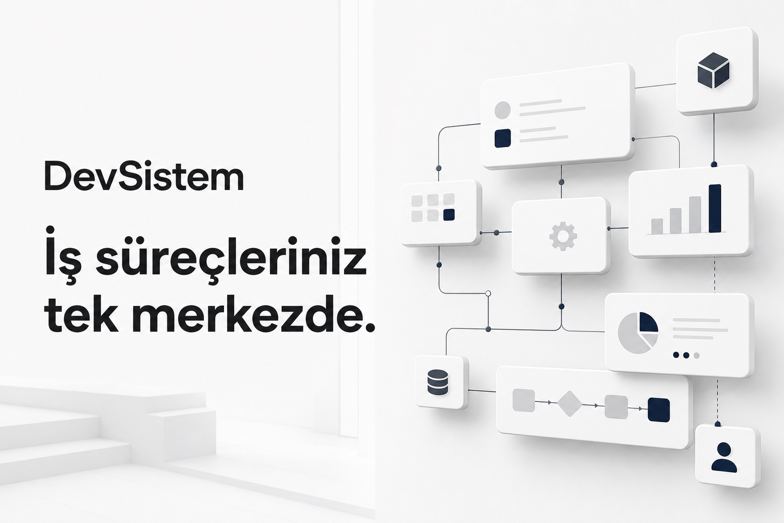 DevSistem modülleri ve iş süreçlerinin birlikte çalışma görünümü